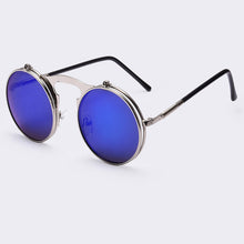Vintage steampunk sunglasses for women, round designed metal coating.