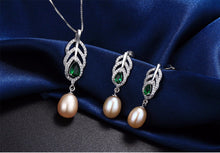 Pearl Jewelry Sets 925 Silver Freshwater Pearl Pendant Necklace With Studs Earrings.