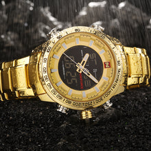 Brand Mens Sport Watch Gold Quartz Led Clock Men Waterproof Wrist Watch Male Military.