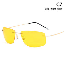 Rimless Square Style Titanium POLARIZED Sunglasses Ultralight Driving.